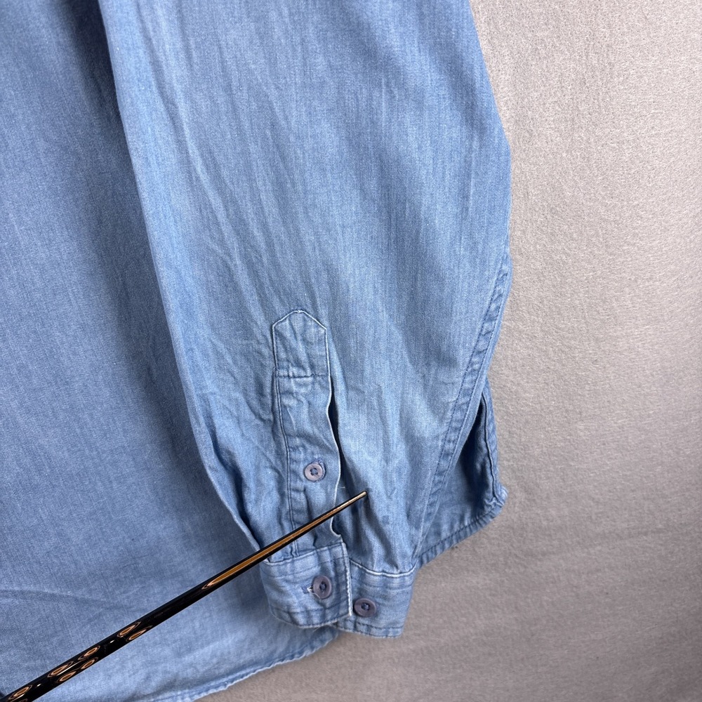 Vintage Northern Treasures Chambray Button Up XL Floral Cottagecore Embroidered - Picture 9 of 14